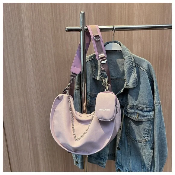 Canvas bag versatile casual large capacity shoulder bag dumpling bag - Picture 2 of 5